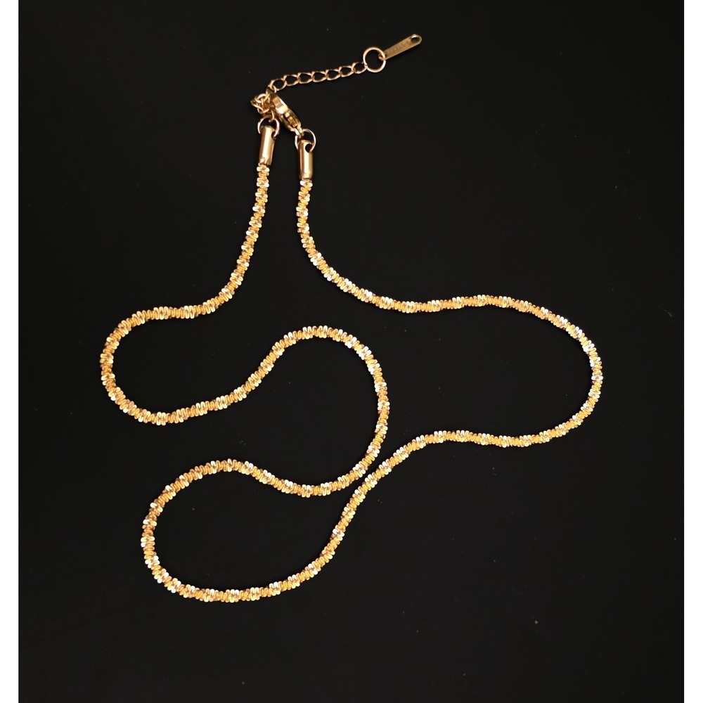 Confetti Chain Gold Plated Necklace Stainless Steel Size 18" & 2" Extender